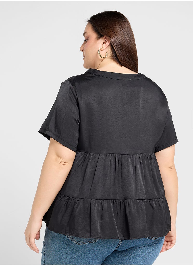 Ginger Plus V Neck Tiered Top  - Image 2