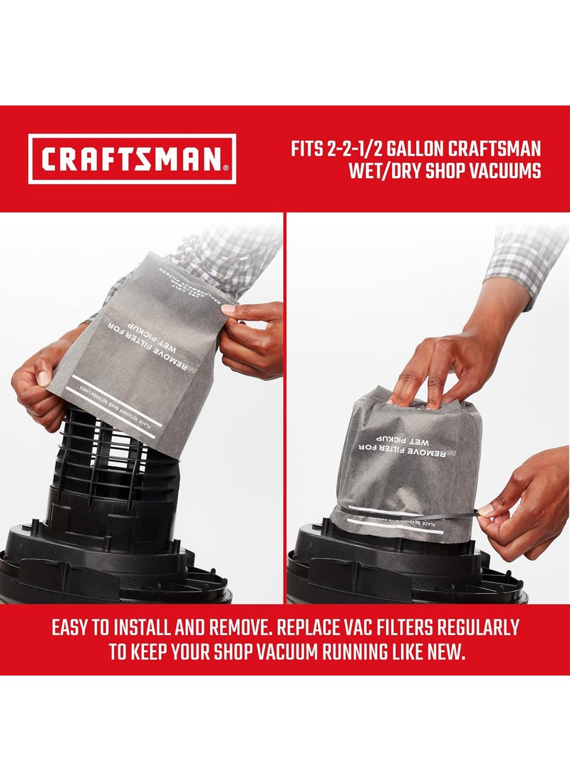 CRAFTSMAN CRAFTSMAN CMXZVBE38737 Genuine General Debris Wet Dry Vac Replacement Filter Bags with Retaining Band for Most CRAFTSMAN 2 to 25 Gallon Shop Vacuums and Powerhead Bucket Vac 3Pack  - Image 3