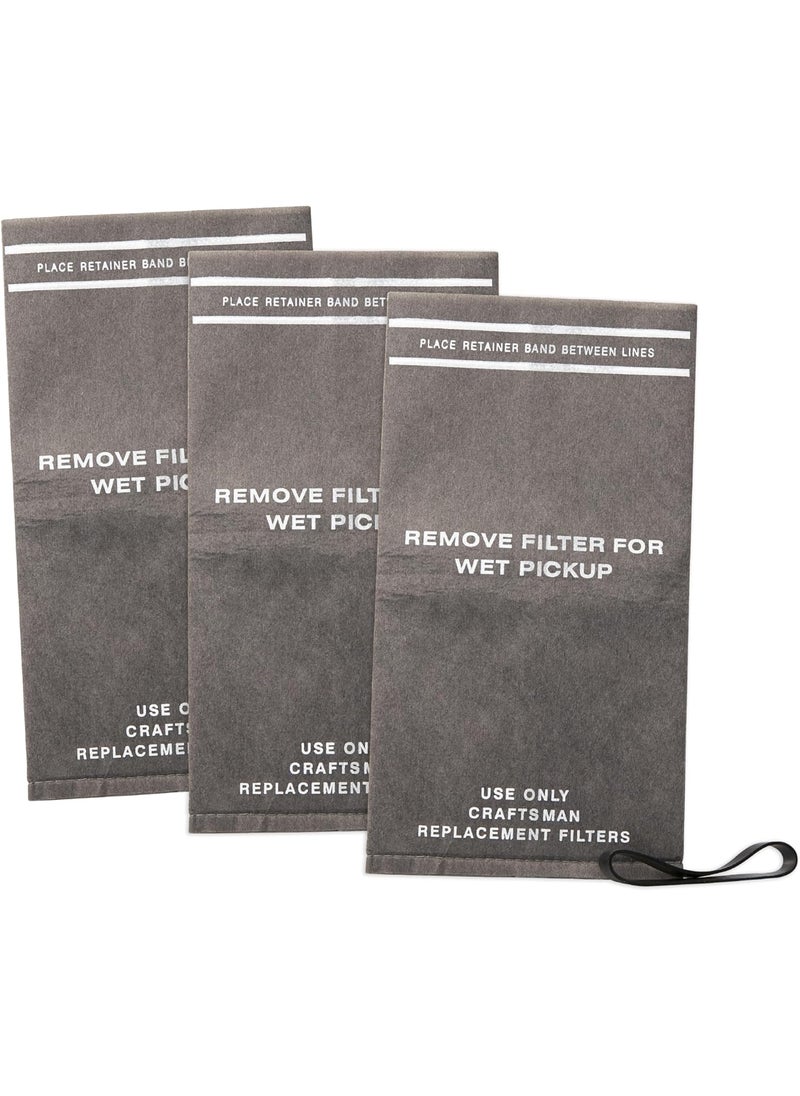 CRAFTSMAN CRAFTSMAN CMXZVBE38737 Genuine General Debris Wet Dry Vac Replacement Filter Bags with Retaining Band for Most CRAFTSMAN 2 to 25 Gallon Shop Vacuums and Powerhead Bucket Vac 3Pack  - Image 1