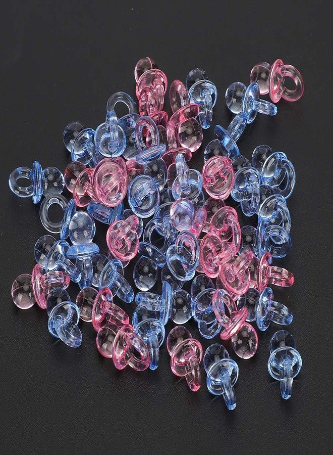Ymiko 150 Mini Acrylic Pacifiers for Baby Shower Game Assorted Bulk Clothing Accessories and Surrounding Areas Decorate Pacifier Plastic Multi Colored Craft Tiny (Transparent + Blue) - Image 4