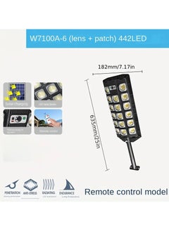 SOLAR Solar Street Lights 442 LED Super Bright Solar LED Light Outdoor Street Lamp 3 Light Mode Motion Sensor IPX4 Waterproof Light for Garage ,Garden Street(W7101A-6)  - Image 2