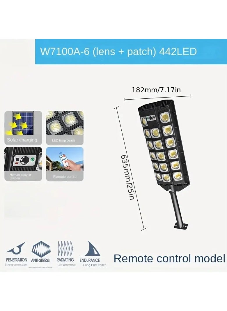 SOLAR Solar Street Lights 442 LED Super Bright Solar LED Light Outdoor Street Lamp 3 Light Mode Motion Sensor IPX4 Waterproof Light for Garage ,Garden Street(W7101A-6)  - Image 2