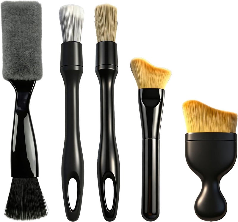 OFOAEEA 5Pcs Car Cleaning Brush Set - Versatile Detailing Brushes for Vehicle and Home - Image 1