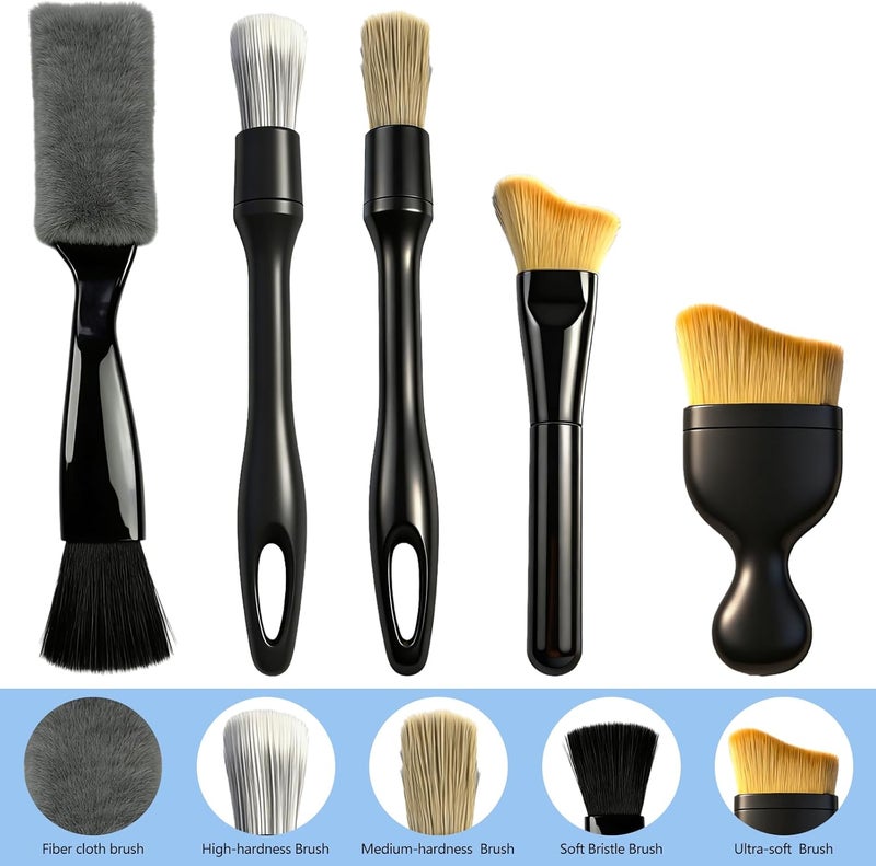 OFOAEEA 5Pcs Car Cleaning Brush Set - Versatile Detailing Brushes for Vehicle and Home - Image 3