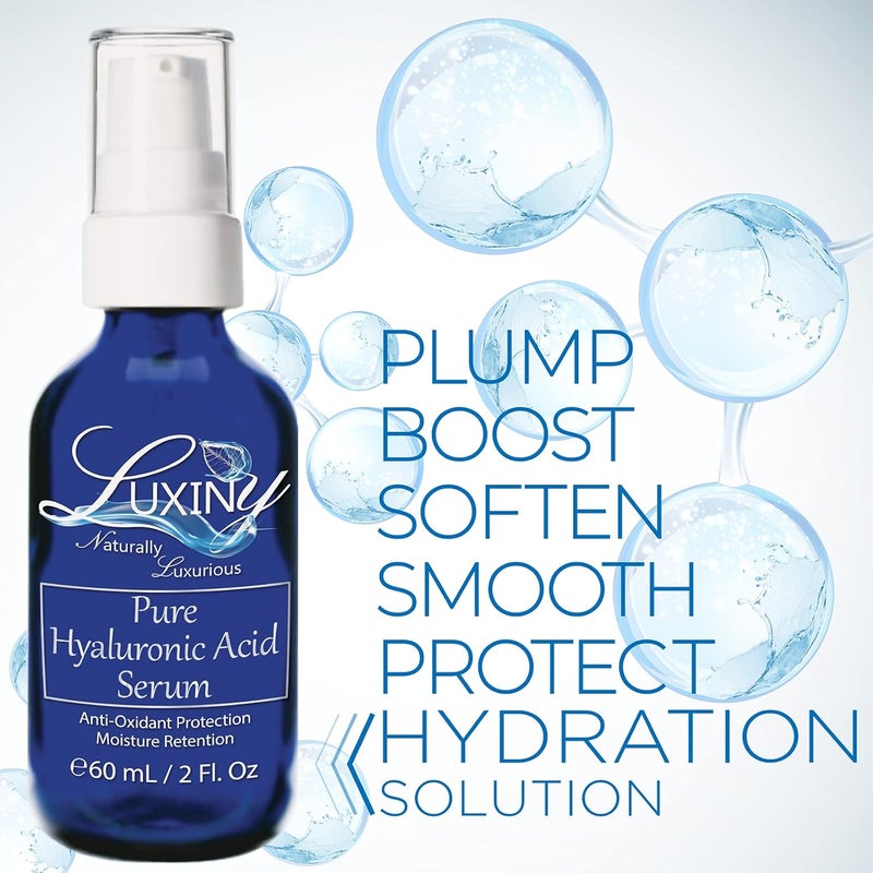 Luxiny Pure Hyaluronic Acid Serum for Face 2oz DOUBLE SIZE AntiAging Serum AntiWrinkle Moisturizer Natural Hydrating Serum for Skin Use Daily - Image 5