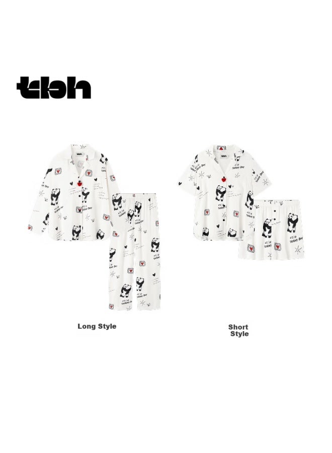 Tbh Panda Pong Pong Starlight Satin Long Homewear Set, Suitable For Outside Wear, Four Seasons Couple Pajamas, Size S