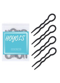 HOYOLS 12 Pcs 3.5 Inch French Style Hair Pins, Small French Hair Fork, Wavy Crink Hair Pin U Shaped Hair Sticks Cellulose Acetate Chignon Updo Bun Holder For Women Styling Accessories Black  - Image 1