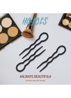 HOYOLS 12 Pcs 3.5 Inch French Style Hair Pins, Small French Hair Fork, Wavy Crink Hair Pin U Shaped Hair Sticks Cellulose Acetate Chignon Updo Bun Holder For Women Styling Accessories Black  - Image 5