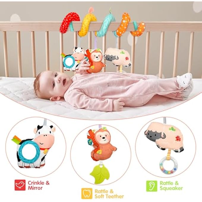 PRAM TOY BABY SEAT TOY BABY TOY 0-6 MONTHS FARM ACTIVITY SPIRAL BABY NEWBORN TOY FOR BED PLAYPEN BABY SEAT CAR SEAT FROM 0 3 6 9 12 MONTHS BOYS GIRLS - Image 3