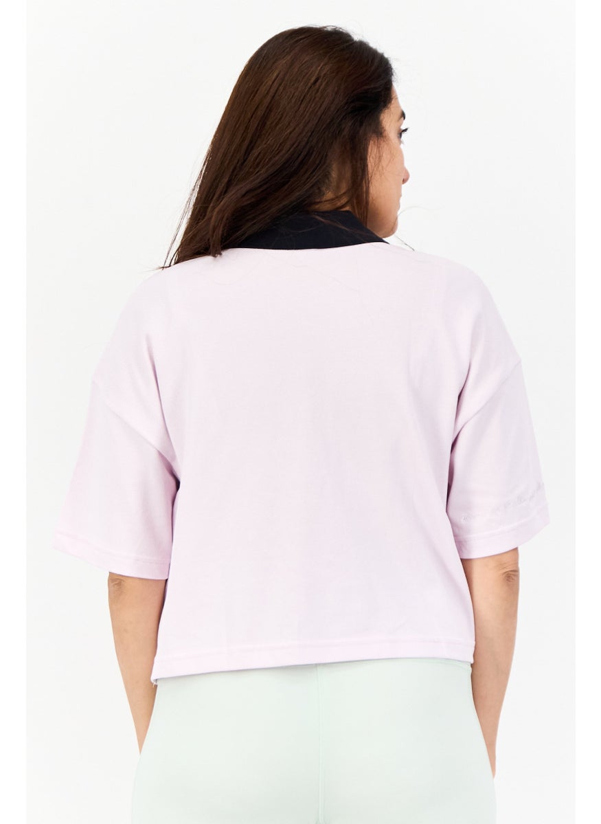 Adidas - Women Sportswear Fit Short Sleeve Outdoor Crop Polo Shirt, Lavender - Image 1