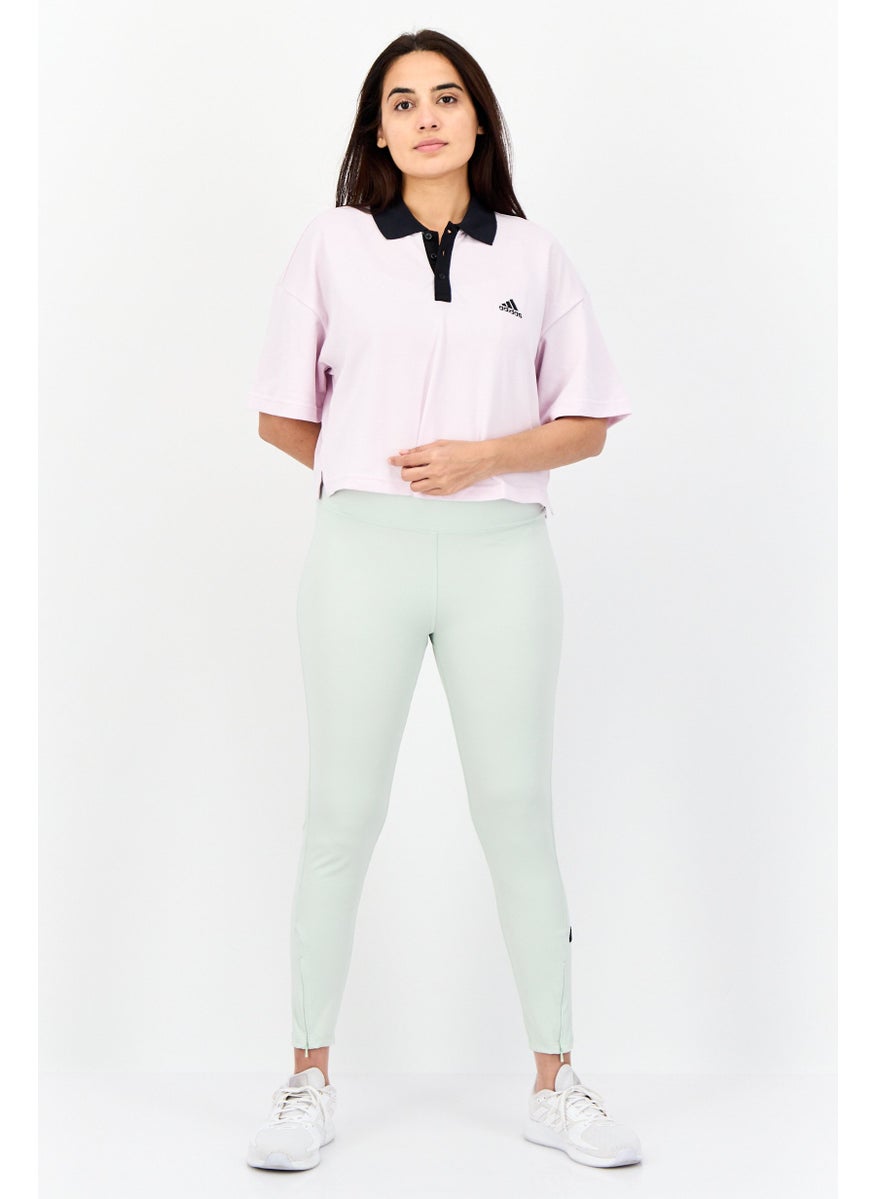 Adidas - Women Sportswear Fit Short Sleeve Outdoor Crop Polo Shirt, Lavender - Image 1
