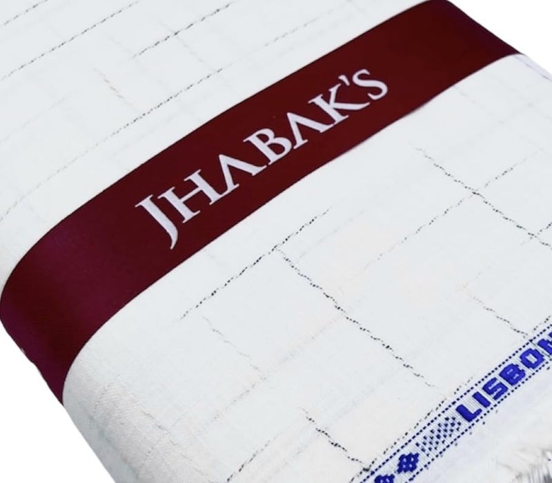 JHABAK'S Unstitched 100% Pure Cotton - 2.25m Shirt Fabric & 3m Kurta Material (White) - Image 2