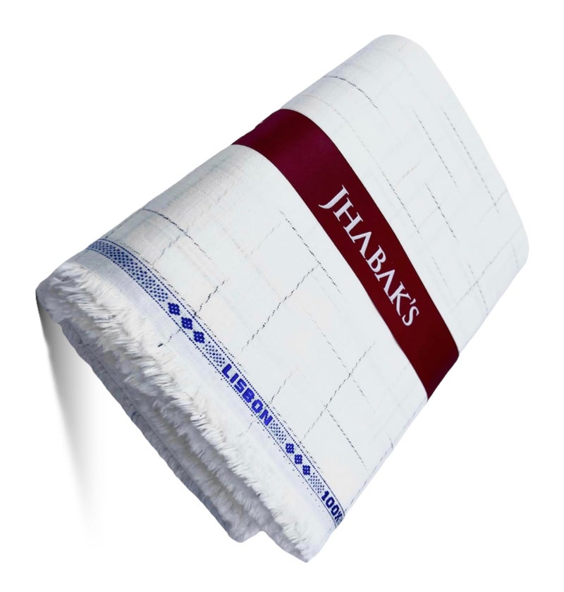 JHABAK'S Unstitched 100% Pure Cotton - 2.25m Shirt Fabric & 3m Kurta Material (White) - Image 5