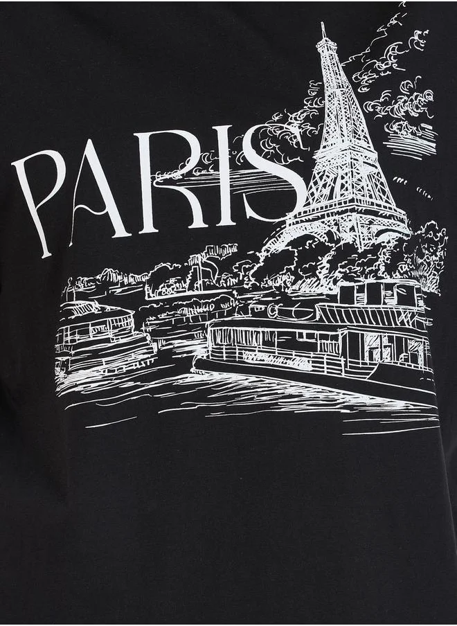 Styli Oversized Paris Graphic Print Round Neck T-Shirt
