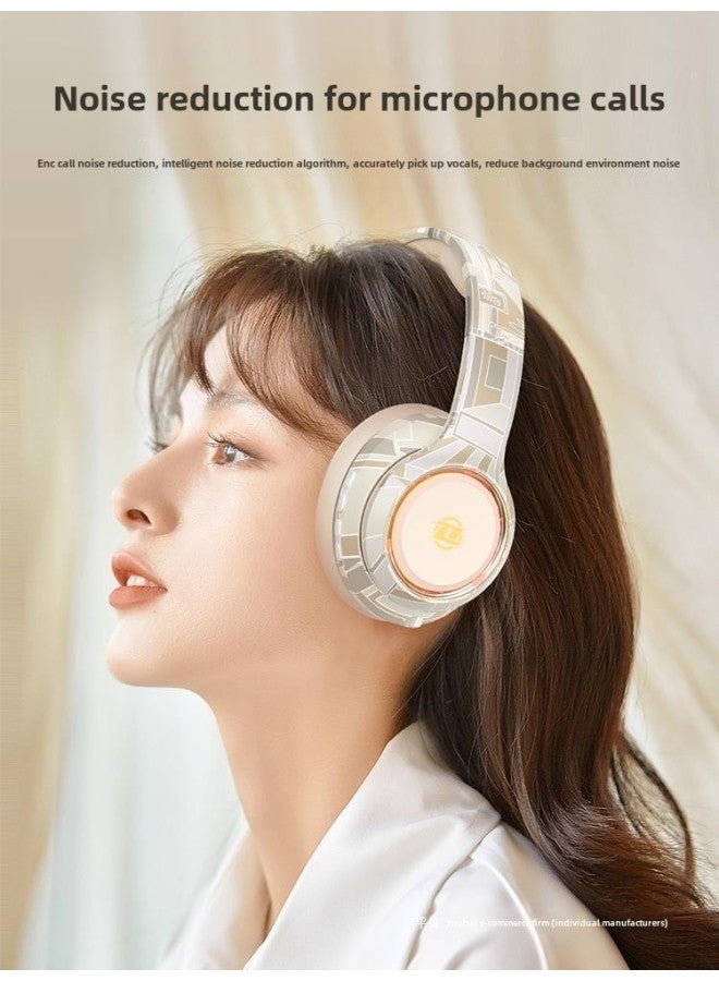 Headset Bluetooth Headset With Mac Wireless Computer Esports Game Headset Heavy Bass Noise Reduction Wired For Sony-Color:Package 1 Standard + Bluetooth Adapter - Navy Blue  Bluetooth 5.2 Chip + Colorful Gradient Breathing Light♪Bluetooth Connection/dual Use Of Plug-in Wires  - Image 4