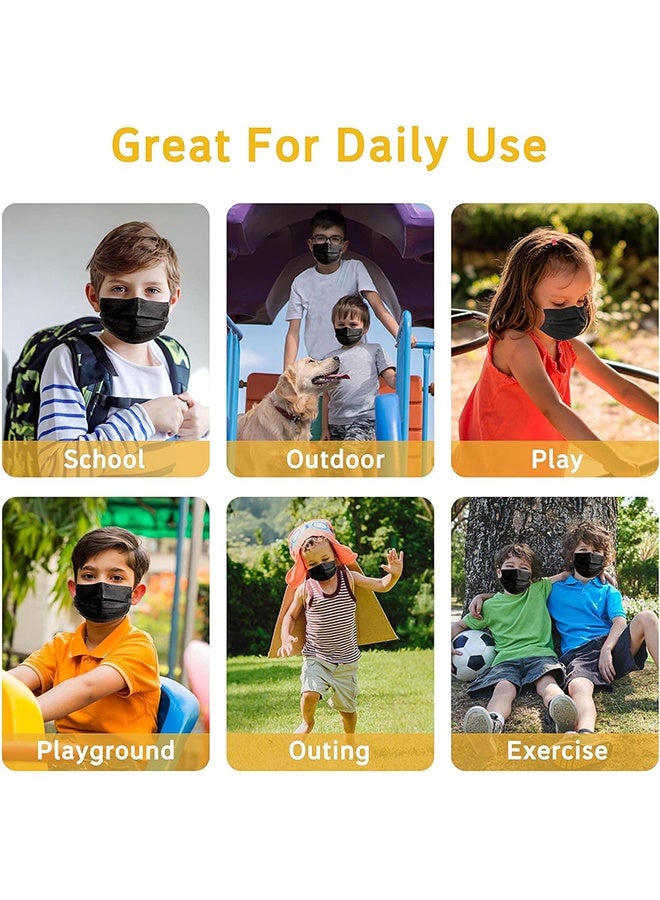 ليمون 30 كمامة للأطفال، كمامات ثلاثية الطبقات للاستخدام مرة واحدة، كمامات سوداء - Image 3