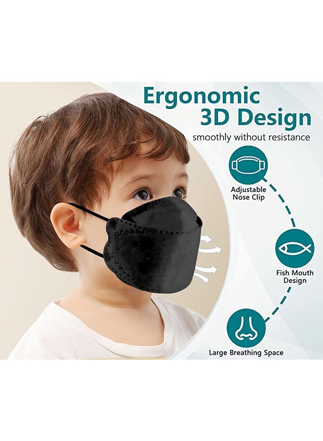 ليمون 30 كمامة للأطفال، كمامات ثلاثية الطبقات للاستخدام مرة واحدة، كمامات سوداء - Image 2