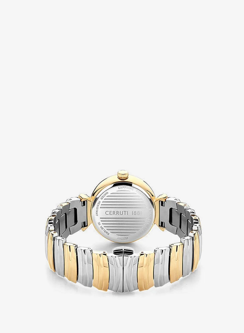 CERRUTI 1881 Womens Round Shape Stainless Steel Analog Wrist Watch CIWLG2225102 30 mm Gold