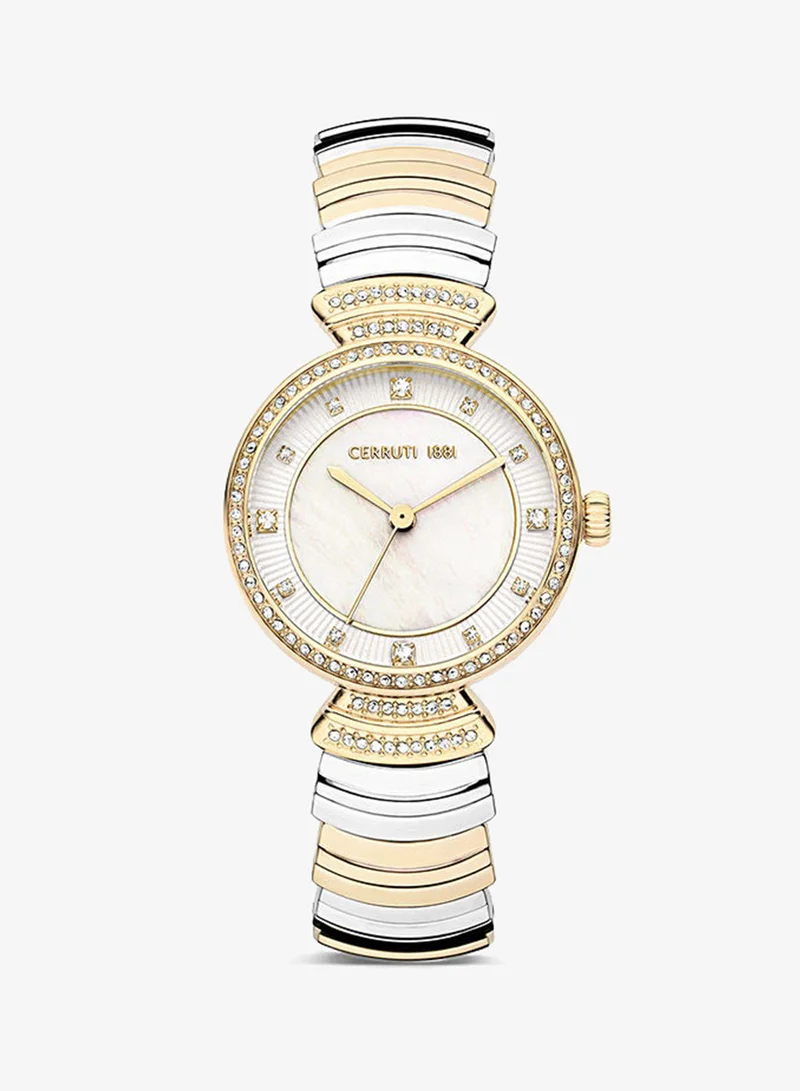 CERRUTI 1881 Womens Round Shape Stainless Steel Analog Wrist Watch CIWLG2225102 30 mm Gold