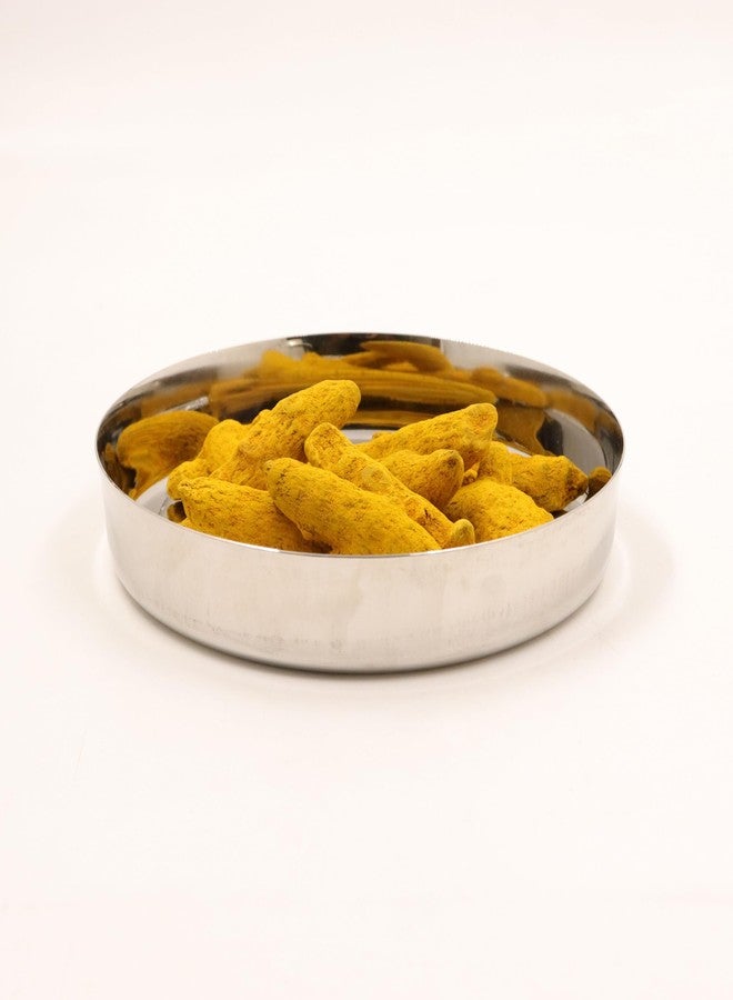 Spillbox Stainless Steel Halwa Plates|Quarter Plates|Circle Snack Plate |Multipurpose Plate for Kitchen|Dessert Plate Set|Side Dish|Mirror Finish|BPA Free[Weight:145gm Dia: 14cm] (Pack of 1) - Image 3