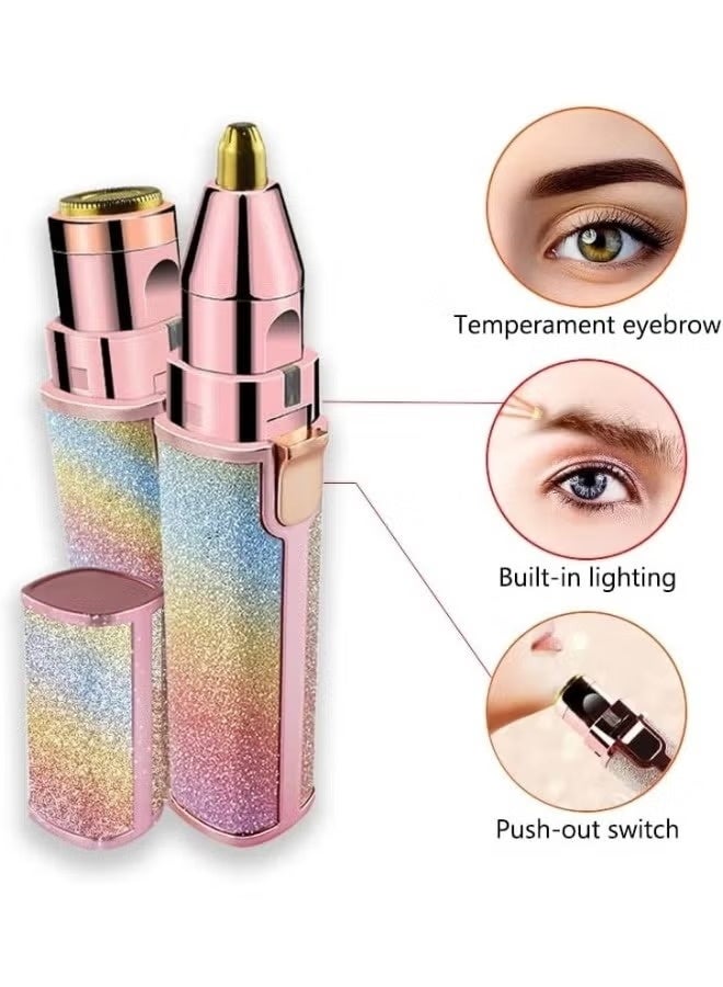 2-in-1 Rechargeable Facial Hair Remover & Eyebrow Trimmer for Women, Painless Gentle Hair Removal, LED Light, Portable Design for Daily Grooming - Image 2