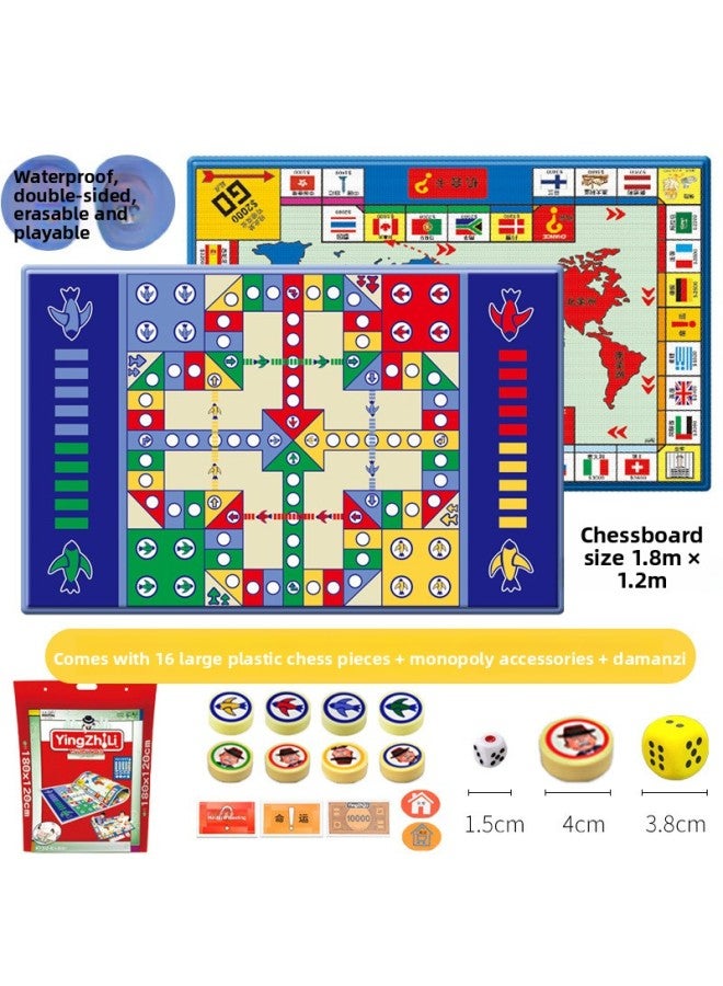سجادة شطرنج طائرة للأطفال من سن 6 إلى 12 عامًا، كبيرة الحجم، ذات وجهين، سميكة، 2 في 1، لعبة شطرنج زحف، لعبة للأطفال من سن 3 إلى 6 سنوات