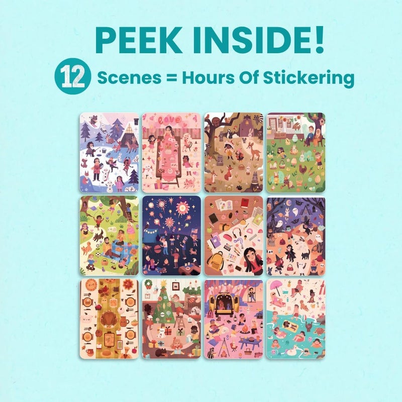 CUPKIN 12 Months Sticker + Coloring Book (500+ Calendar Stickers for Kids & 12 Coloring Pages) Side by Side Activity Book, Fun Sticker Books, Boys & Girls Ages 2-4, 4-8, 8-10 - Image 5