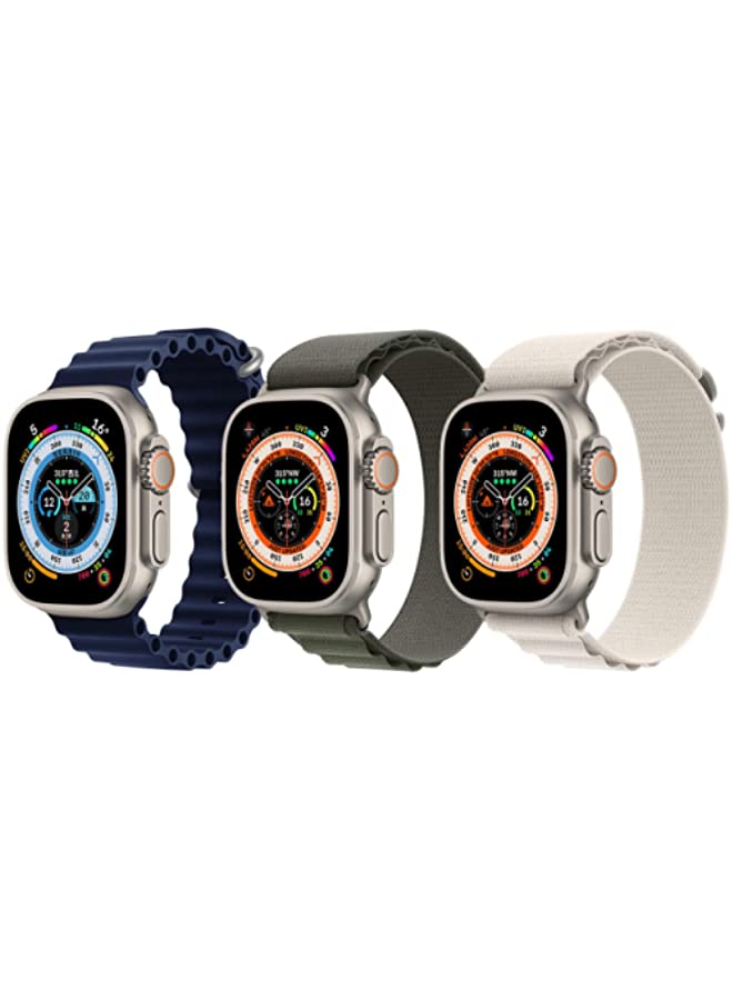 IAF Silicone Ocean Band, Dark Blue with Nylon G-Hook Loop Buckle Band, Dark Green, White for Apple Watch Ultra 8 49mm -Set of 3