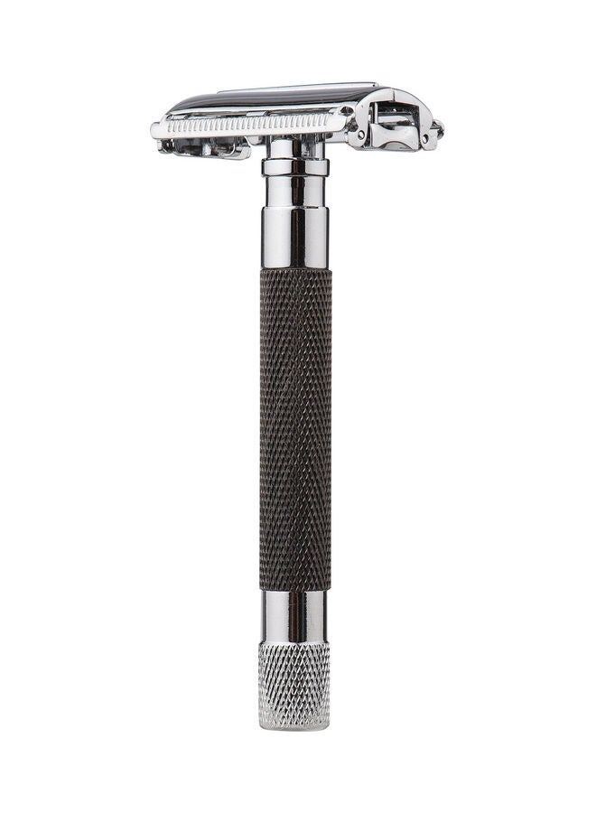 NIBEMINENT Double Edge Safety Razor With Rotatable Handle Black/Silver - Image 1
