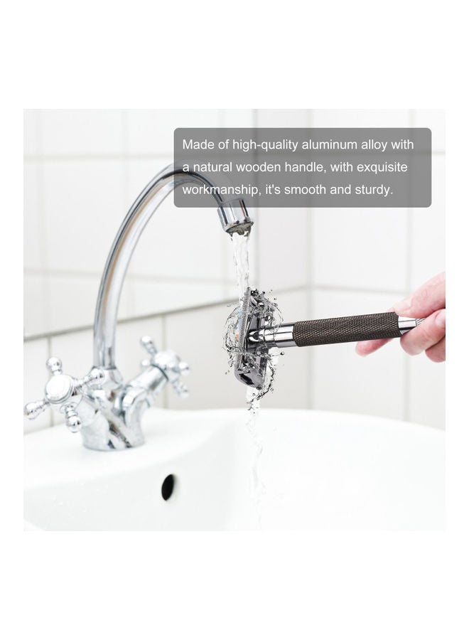 NIBEMINENT Double Edge Safety Razor With Rotatable Handle Black/Silver - Image 4