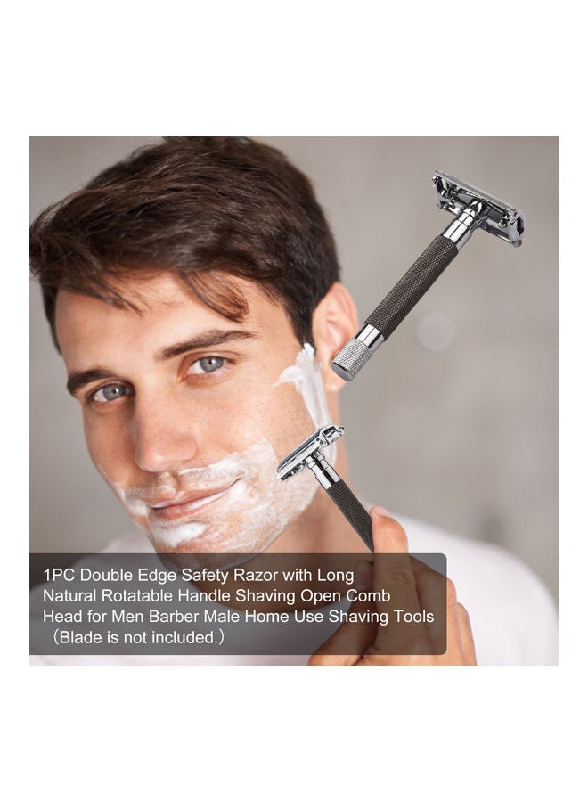 NIBEMINENT Double Edge Safety Razor With Rotatable Handle Black/Silver - Image 2