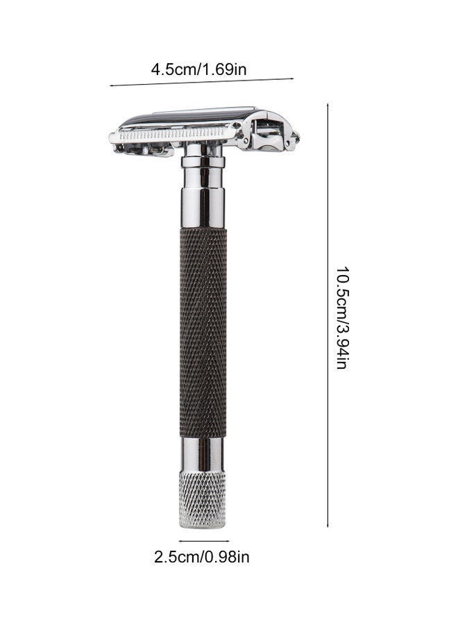 NIBEMINENT Double Edge Safety Razor With Rotatable Handle Black/Silver - Image 3