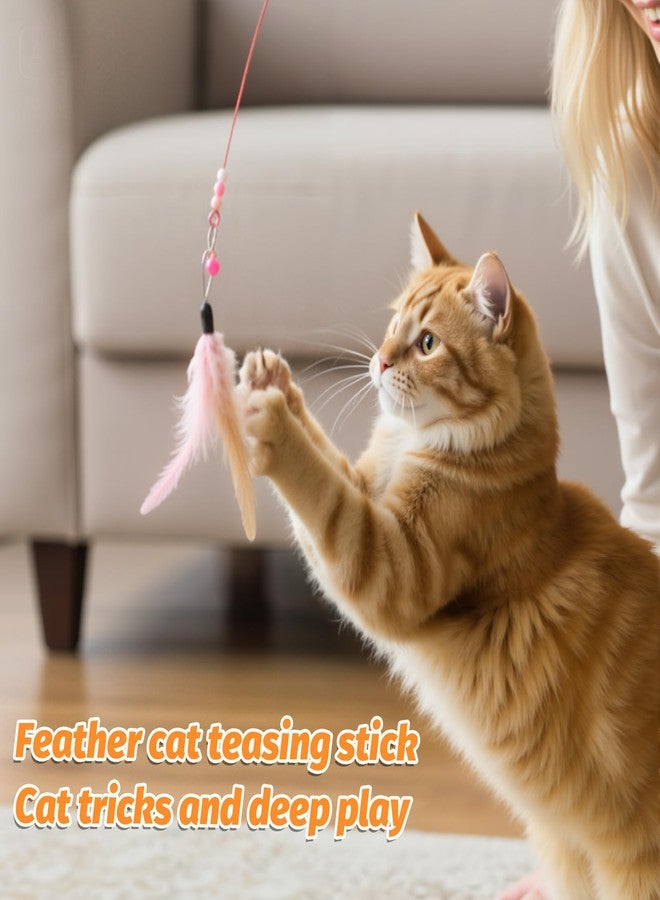 Bruislard Cat Feather Toy, 4PCS Cat Toys for Indoor Cats Interactive Cat-Feather Wand Cats Feather Toys for Bored Indoor-Cat Chase and Exercise - Image 3