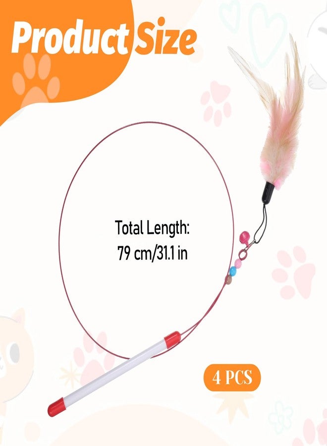 Bruislard Cat Feather Toy, 4PCS Cat Toys for Indoor Cats Interactive Cat-Feather Wand Cats Feather Toys for Bored Indoor-Cat Chase and Exercise - Image 2