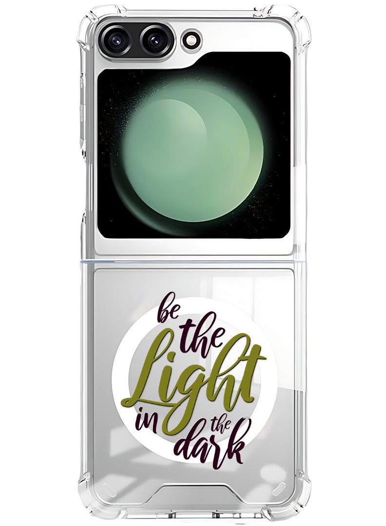 Theodor Magnetic Case for Samsung Galaxy Z Flip 5 Compatible with MagSafe Wireless Charging, Shockproof Phone Bumper Cover Be the Light in the Dark - Image 1