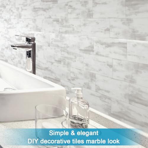 BeNice Peel and Stick Backsplash Large Bathroom Subway Tiles,Kitchen Shower Wall Stickers Waterproof(23Tiles) Rust Gray - Image 4