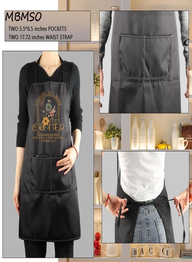 MBMSO Christian Chef Apron Biblical Gift Bible Verse Kitchen Apron Perhaps You were Created for Such Time as This Esther 4:14 (Esther 4:14 Apron-b) - Image 3