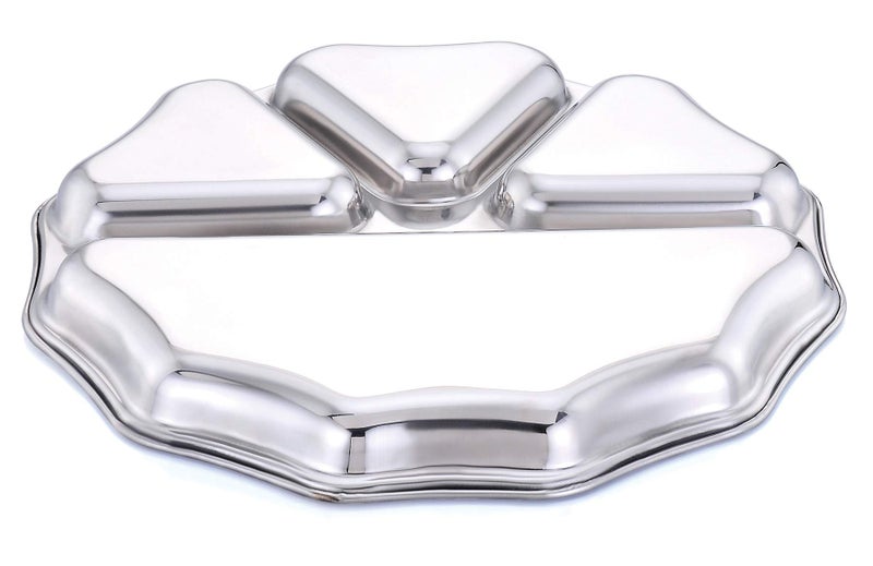 Expresso - Heavy Duty Stainless Steel Round New Dinner Plate w/4 Sections Divided Mess Trays for Kids Lunch, Camping, Events & Every Day Use Kitchenware, 28cm (Pack of 3 Pcs) - Image 3
