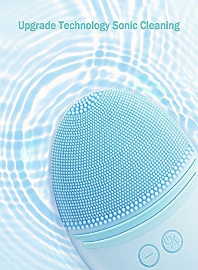 EZBASICS Facial Cleansing Brush, Waterproof Sonic Vibrating Face Brush for Deep Cleansing, Gentle Exfoliating and Massaging, Inductive charging (Blue) - Image 2
