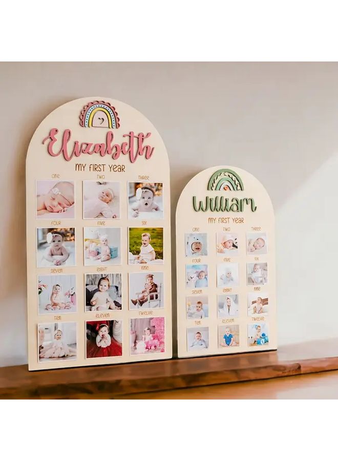 لوحة صور عيد الميلاد الأول الوردي اسم سنة صورة عرض تذكار - Image 3