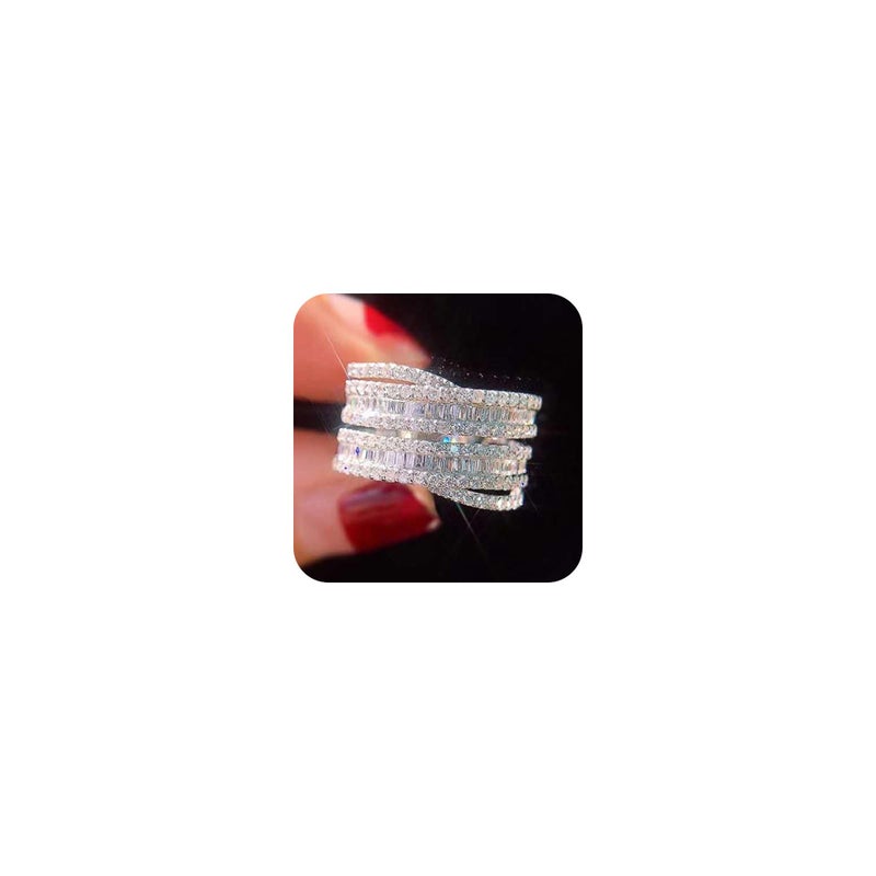 RKKOJJO 925 Sterling Silver Cubic Zirconia Ring Diamond Ring Engagement Ring Wedding Band Rings for Women - Image 1