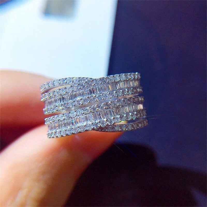 RKKOJJO 925 Sterling Silver Cubic Zirconia Ring Diamond Ring Engagement Ring Wedding Band Rings for Women - Image 2