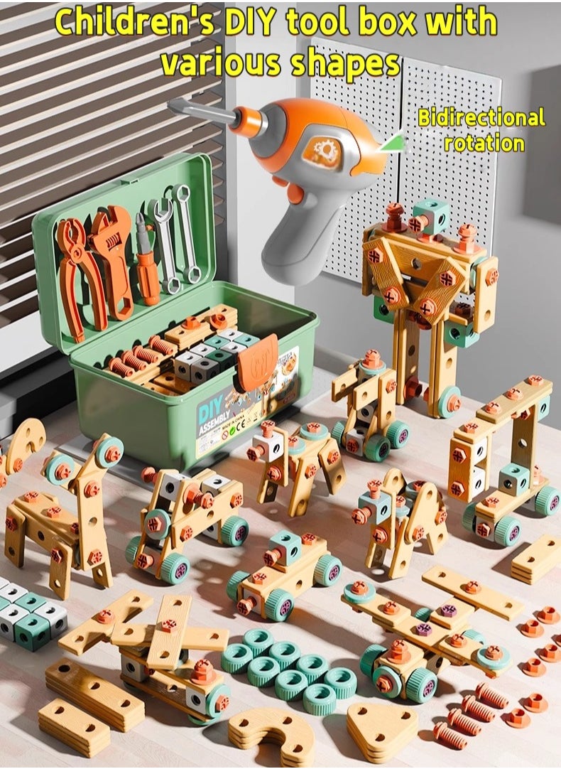 🔧 158PCS STEM Construction Toy Kit for Kids – DIY Toolbox with Electric Drill & Tools – Hands-on Learning Toy Set for Boys & Girls Age 3+  - Image 1