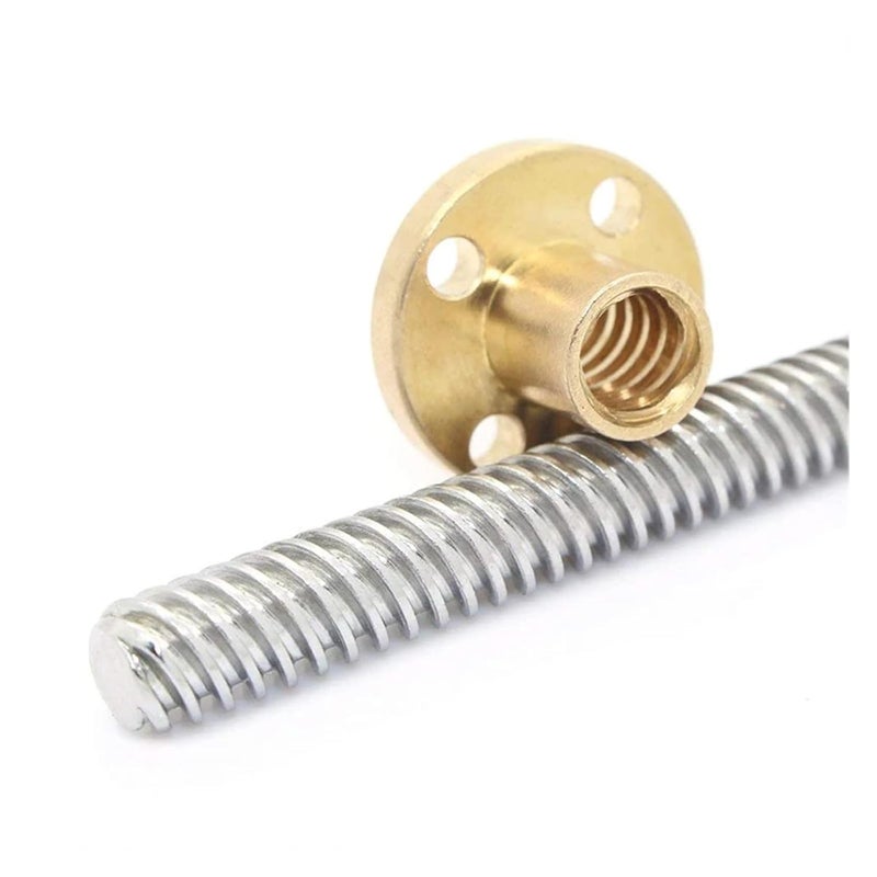 T8 Brass Nut Lead Screw 304 Stainless Steel Threaded Rod 800mm 2PCS For 3D Printer Z Axis Linear Guide Stepper Motor - Image 5