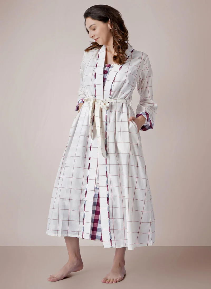 افتر دارك Siena, Patch Embroidery Slip and Robe Set