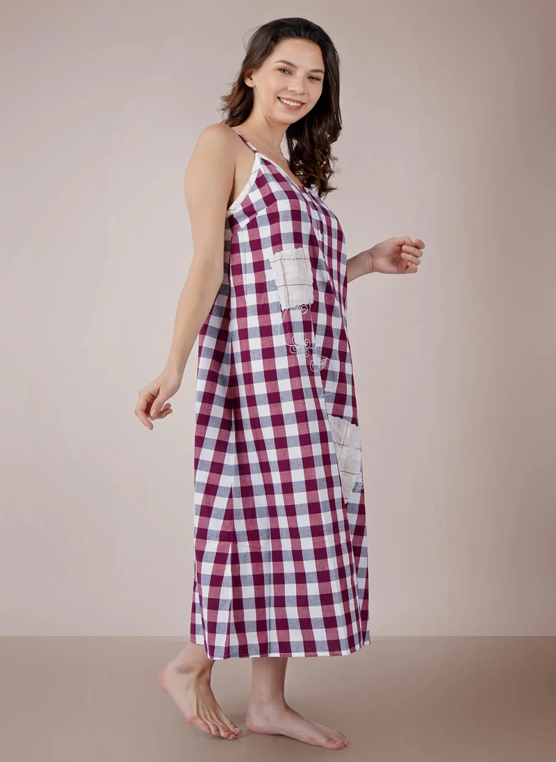 افتر دارك Siena, Patch Embroidery Slip and Robe Set