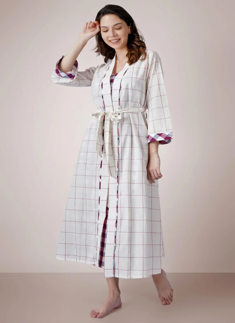 افتر دارك Siena, Patch Embroidery Slip and Robe Set