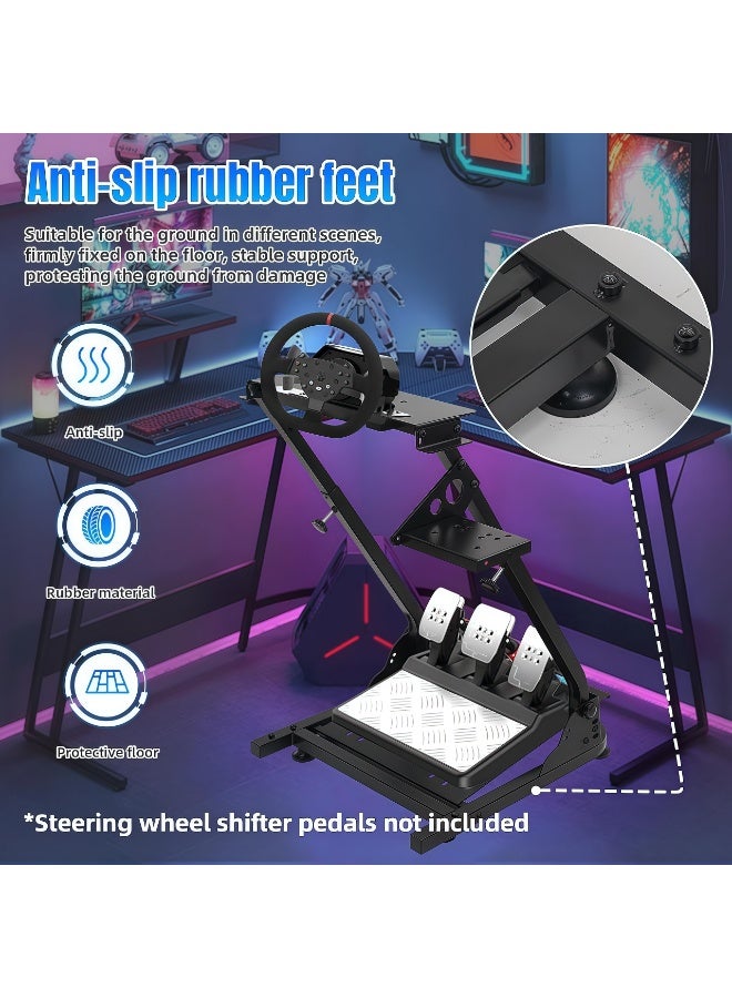 فلاشهوك حامل عجلة سباق قابل للطي والتعديل لأجهزة Logitech G25/G27/G29/G920 وThrustmaster T300/T300RS - إطار من الفولاذ الكربوني، وأقدام مضادة للانزلاق، وتصميم قابل للطي (عجلة القيادة/الدواسات غير متضمنة)  - Image 2