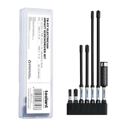 toolant 7pcs TB-Fit Electrician Impact Screwdriver Bit Set, 1/4” Hex-Shank S2 Steel, CNC Machined Tips with Magnetism, FPH1（PH1-SL4.5）FPH2（PH2-SL6）Screwdriver Bit Set - Image 1