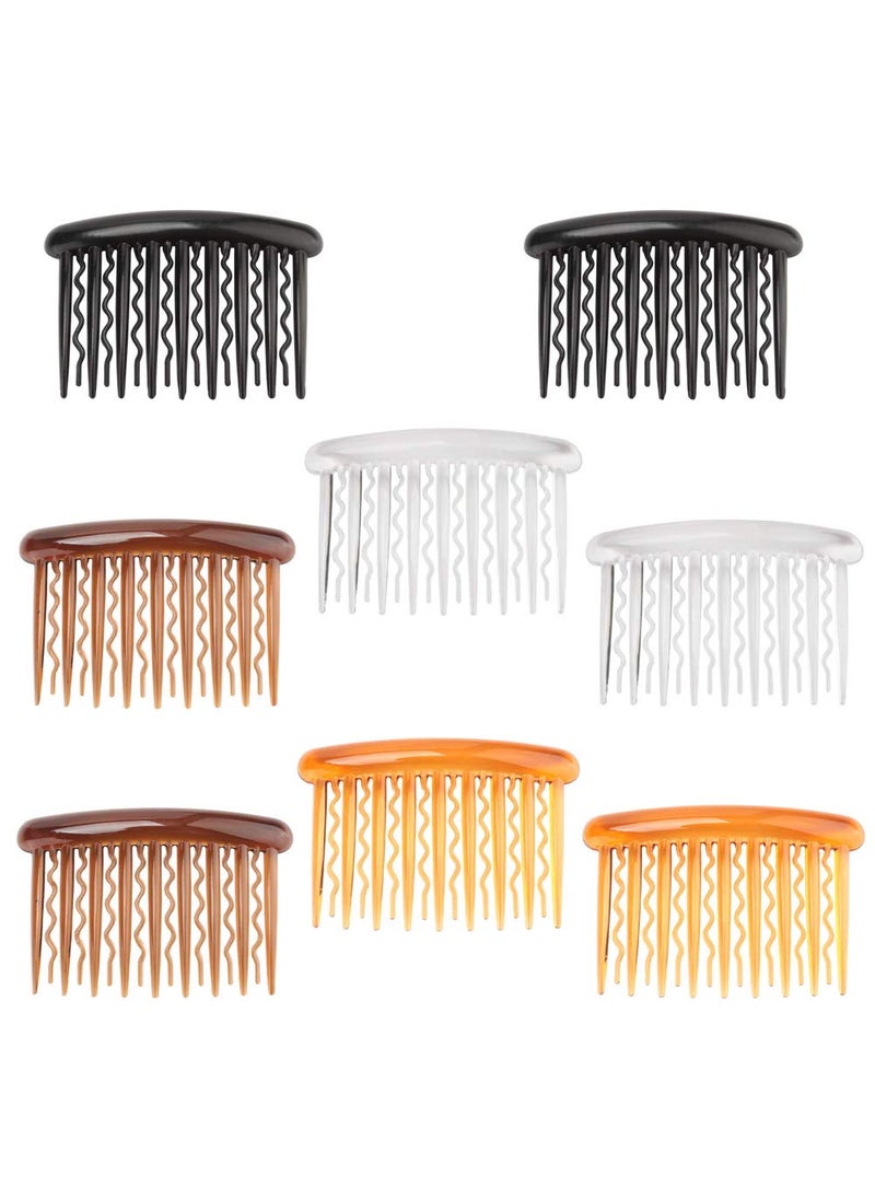 lasenersm 8 Pieces Plastic Hair Side Combs 17 Teeth Hair Clip Comb Straight  Wave Teeth Hair Combs Tortoise Side Comb Hair Accessories Bridal Wedding Veil Comb for Women Girls Different 4 Colors 